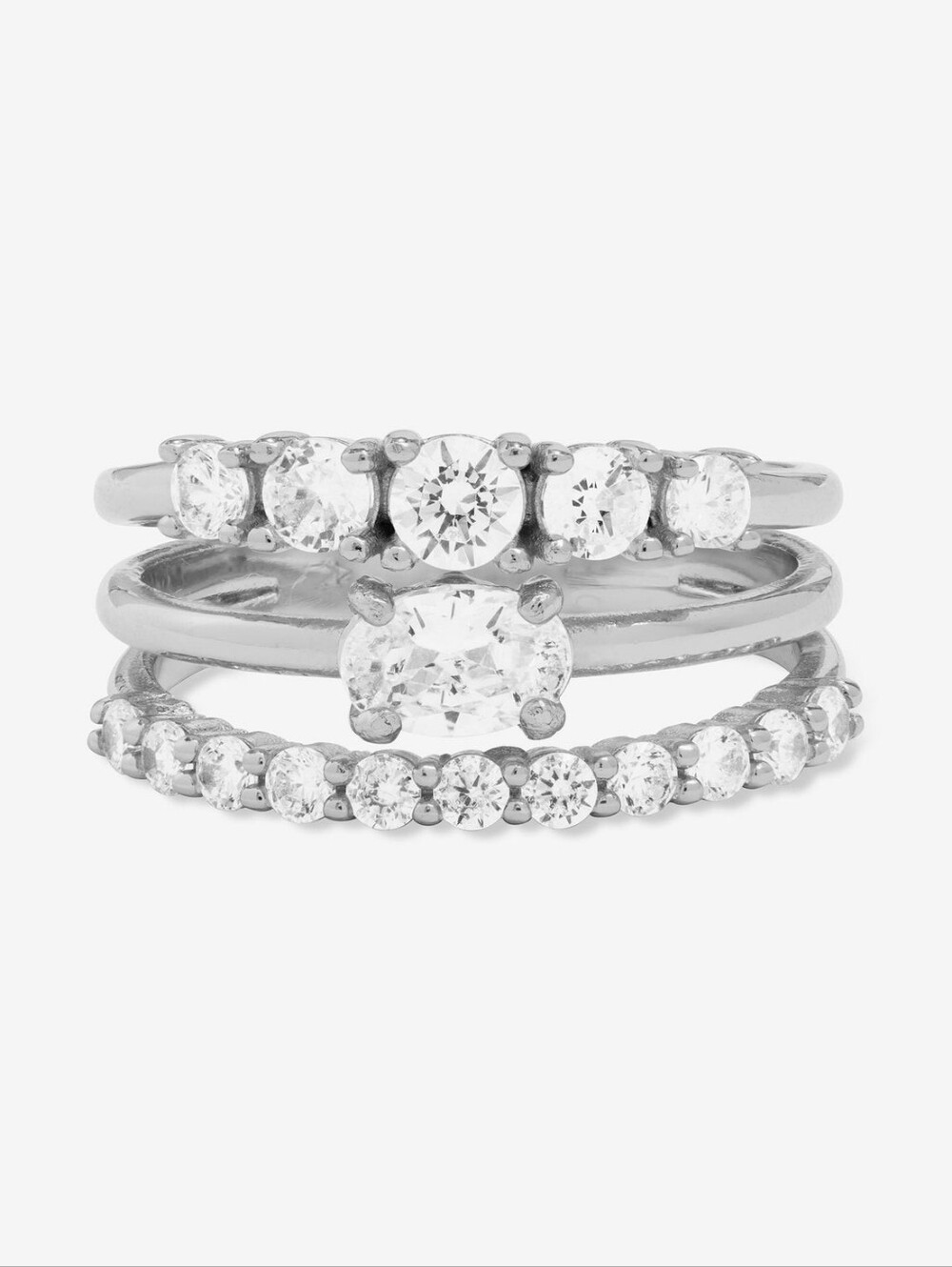 Melinda Maria She's So Stacked Ring Silver|White Diamondettes Size 9 New ✨️FIRM